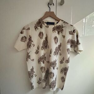Karen Scott Beige Floral Women's Sweater